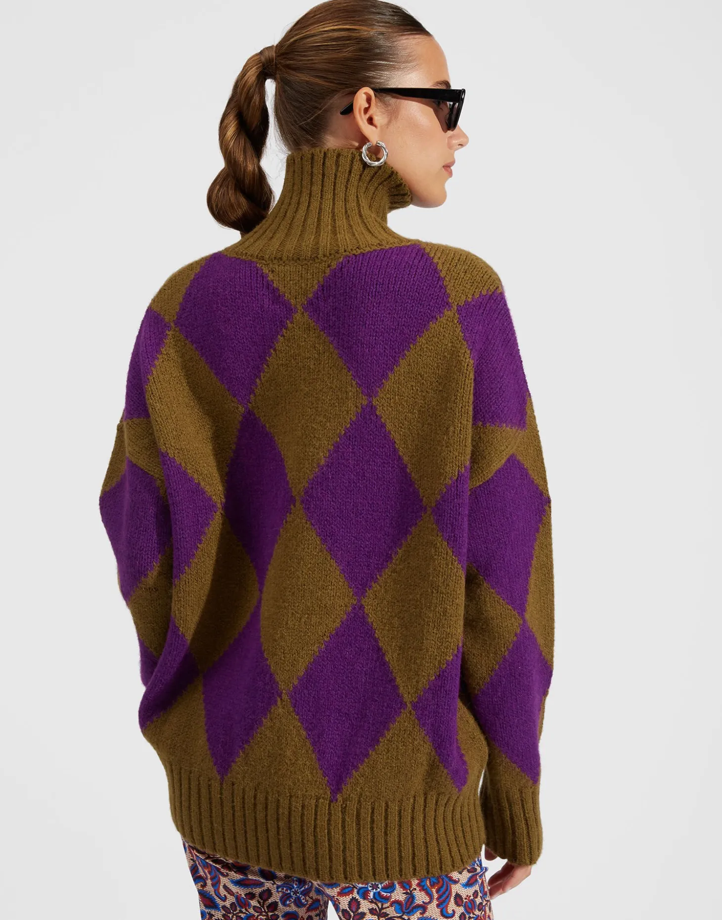 La DoubleJ Argyle SweaterGreen/Purple in Wool