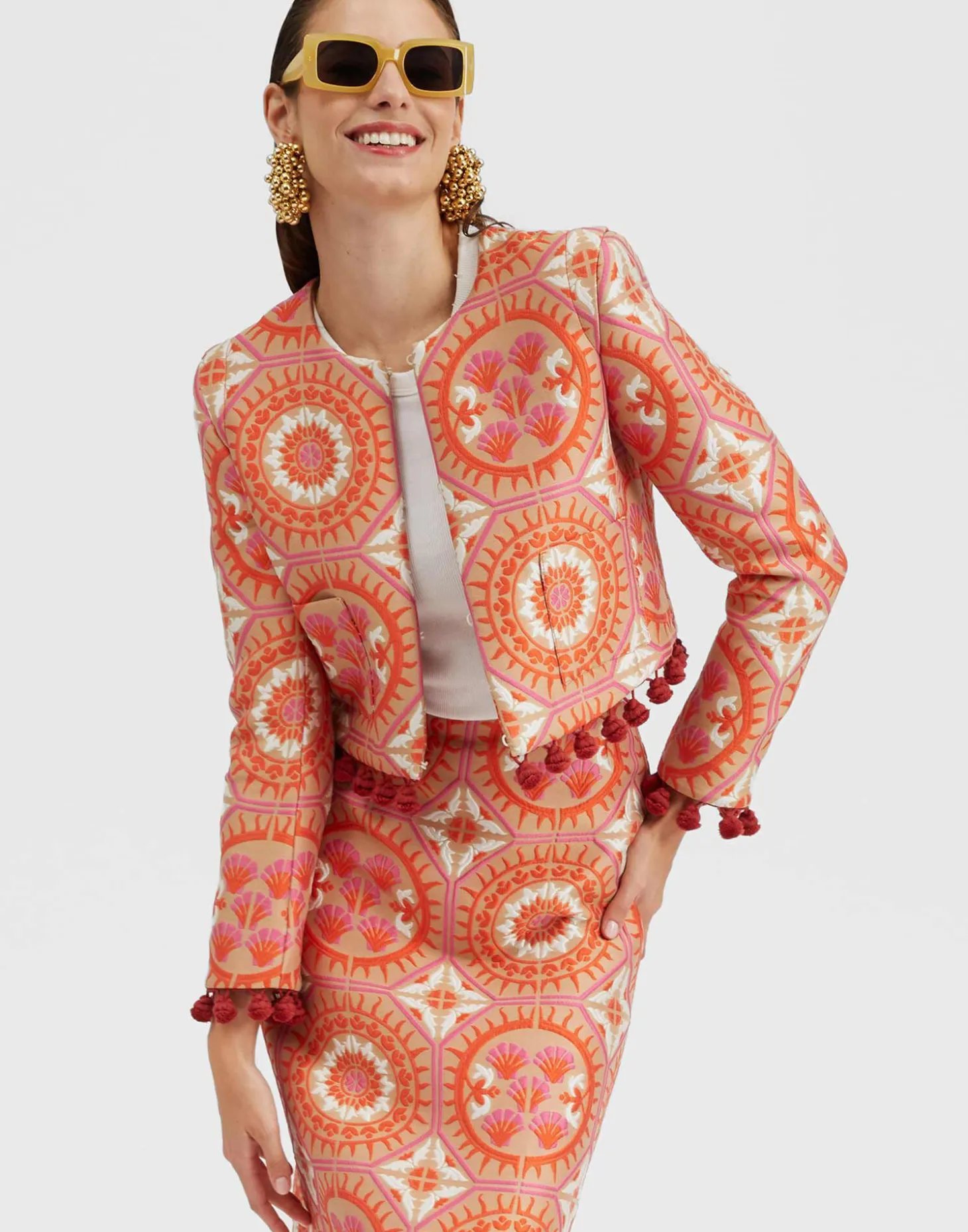 La DoubleJ Bijoux JacketSun Orange in Jacquard  With Tassels