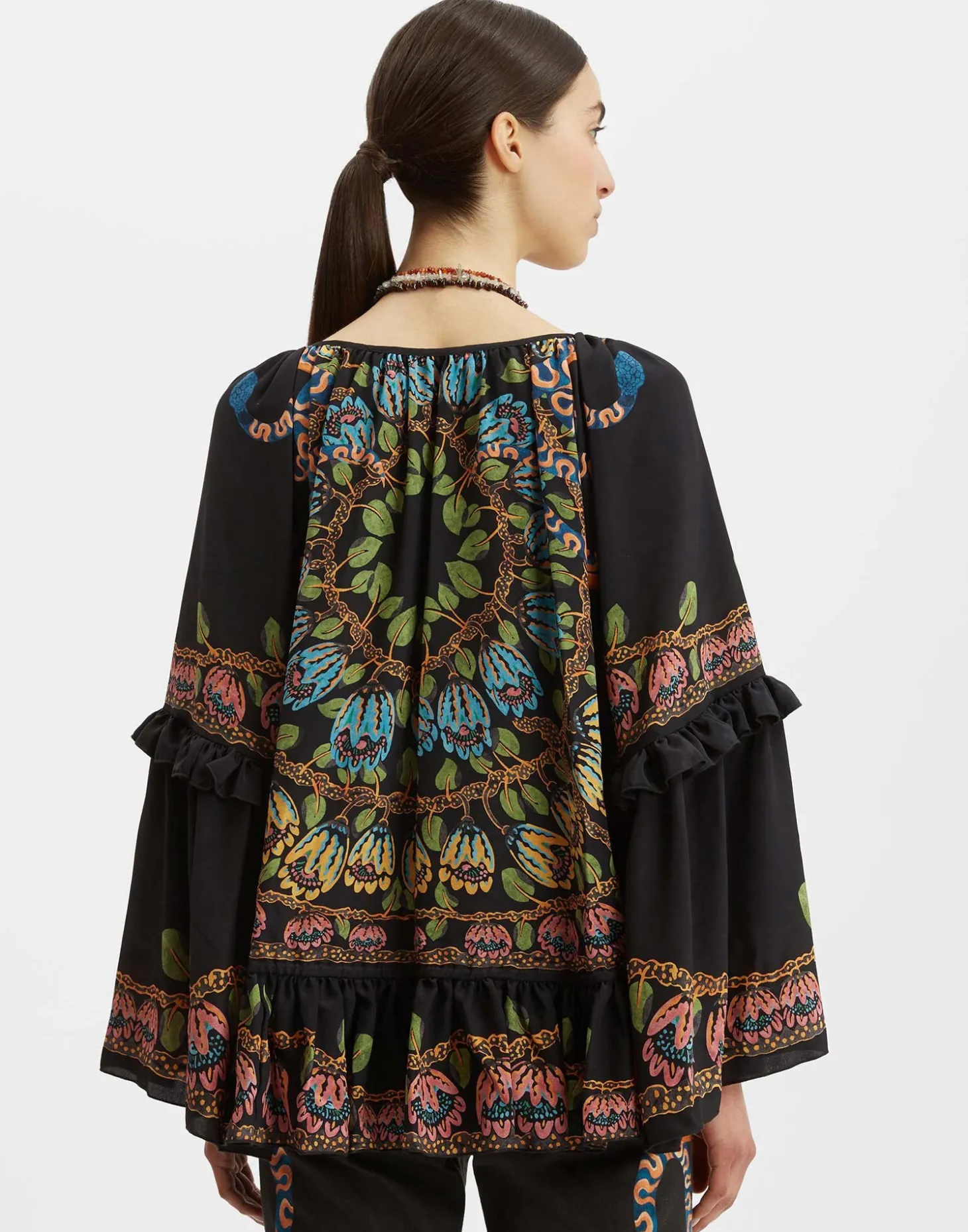 La DoubleJ Boho BlouseEve Black in Crepe De Chine