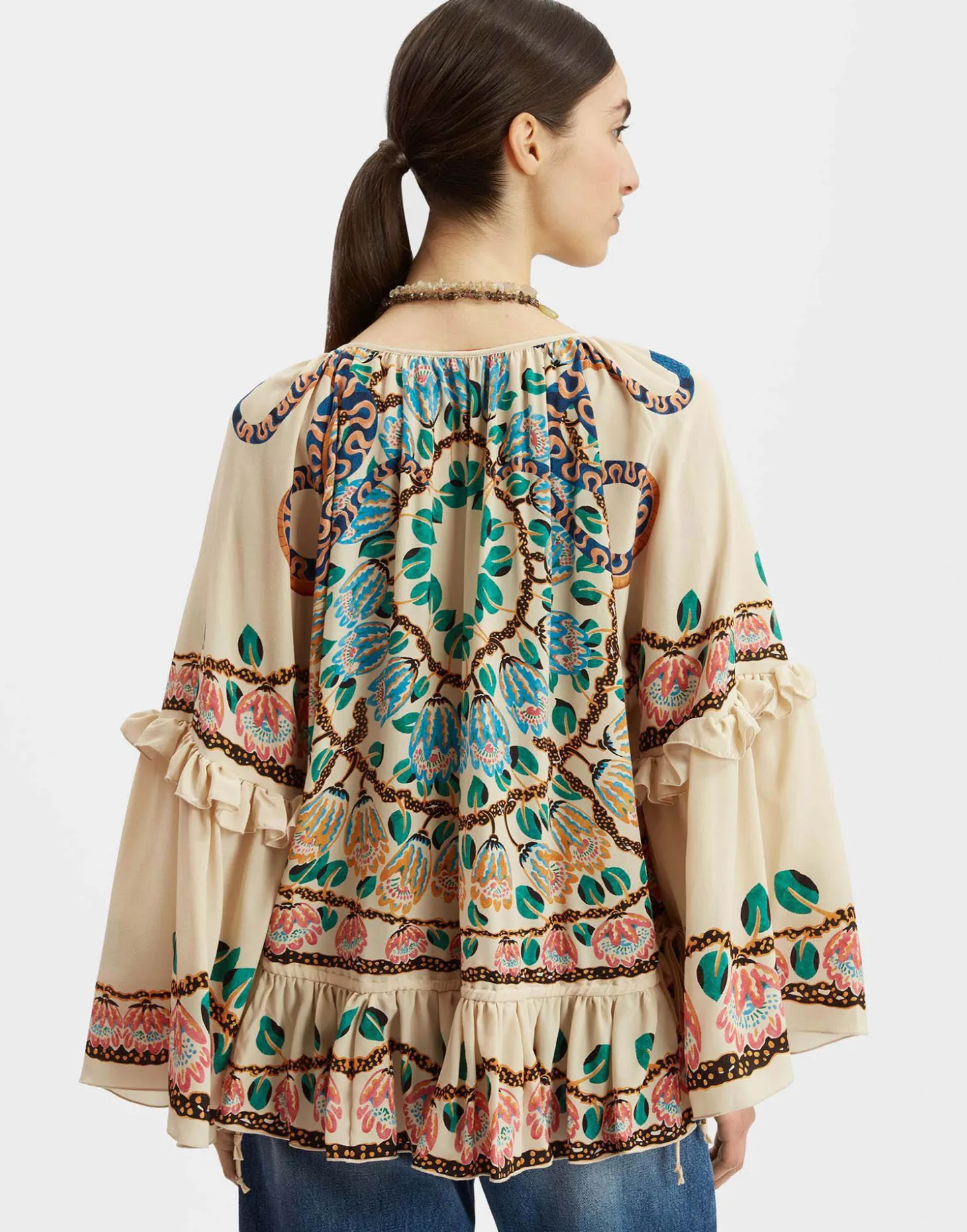 La DoubleJ Boho BlouseEve Ecru in Crepe De Chine