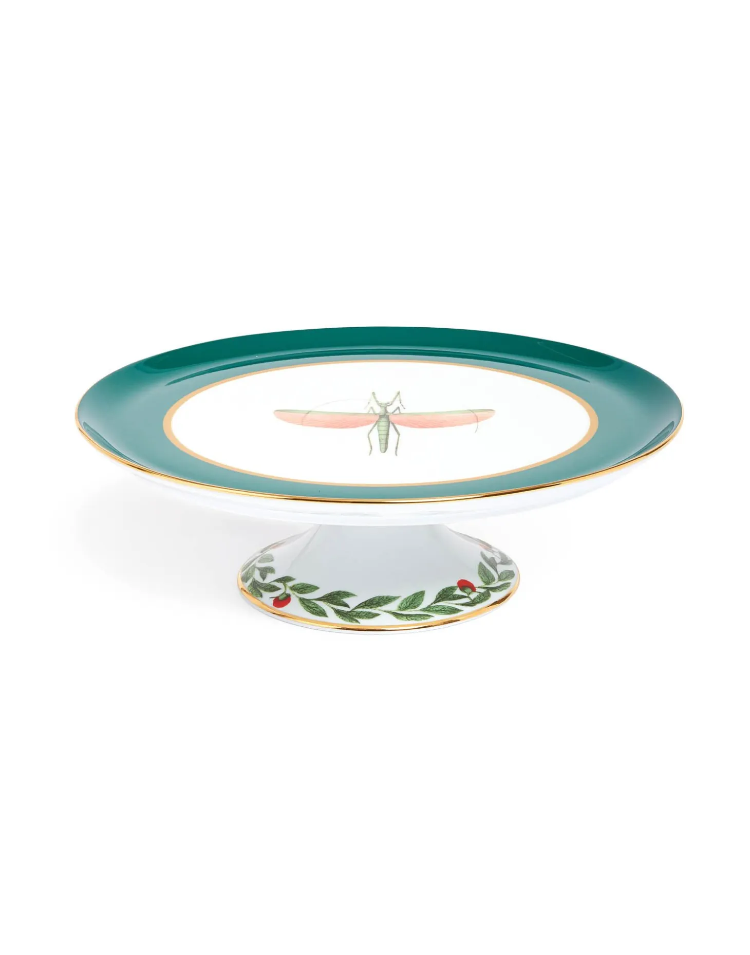 La DoubleJ Cake StandLibellula Green in Porcelain