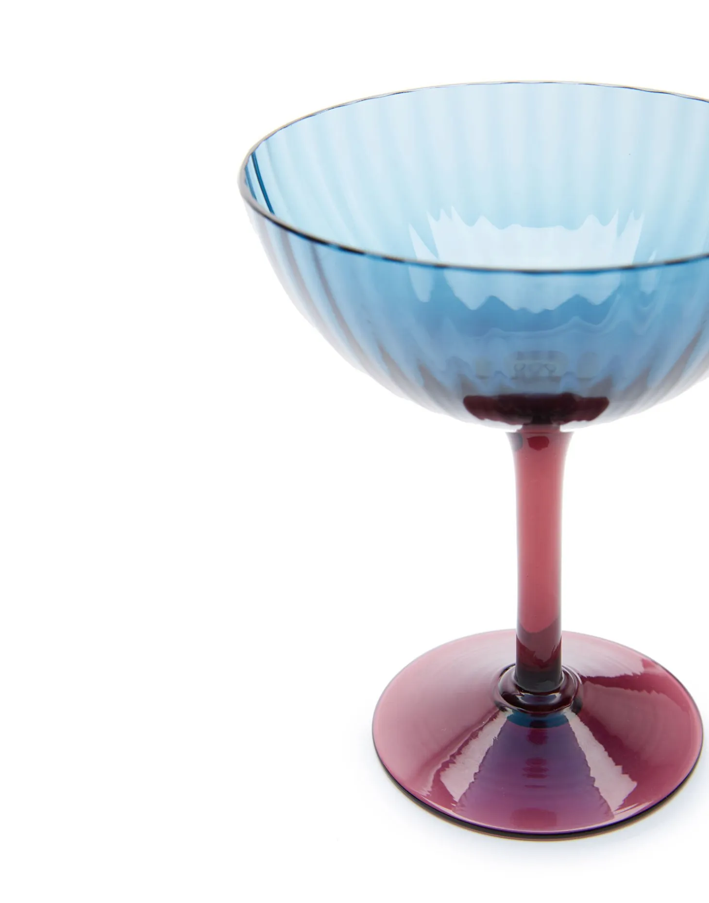 La DoubleJ Champagne Coupe Set of 2Blu Fumé in Glass