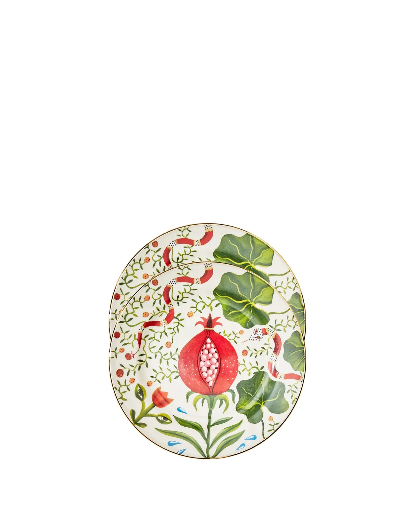 La DoubleJ Dessert Plates Set of 2Pomegranate in Porcelain