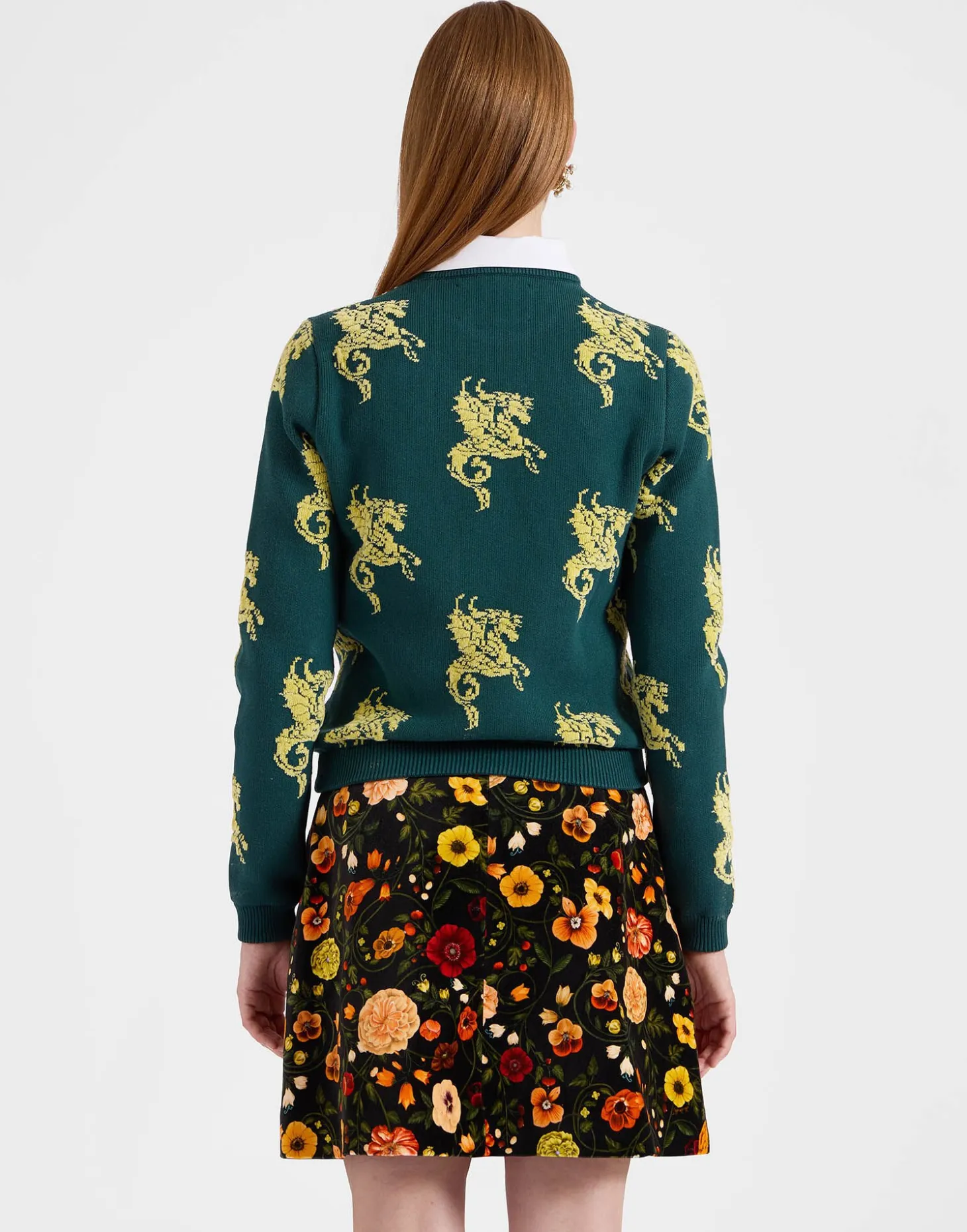 La DoubleJ Gryphos SweaterDark Green in Fleece Jacquard