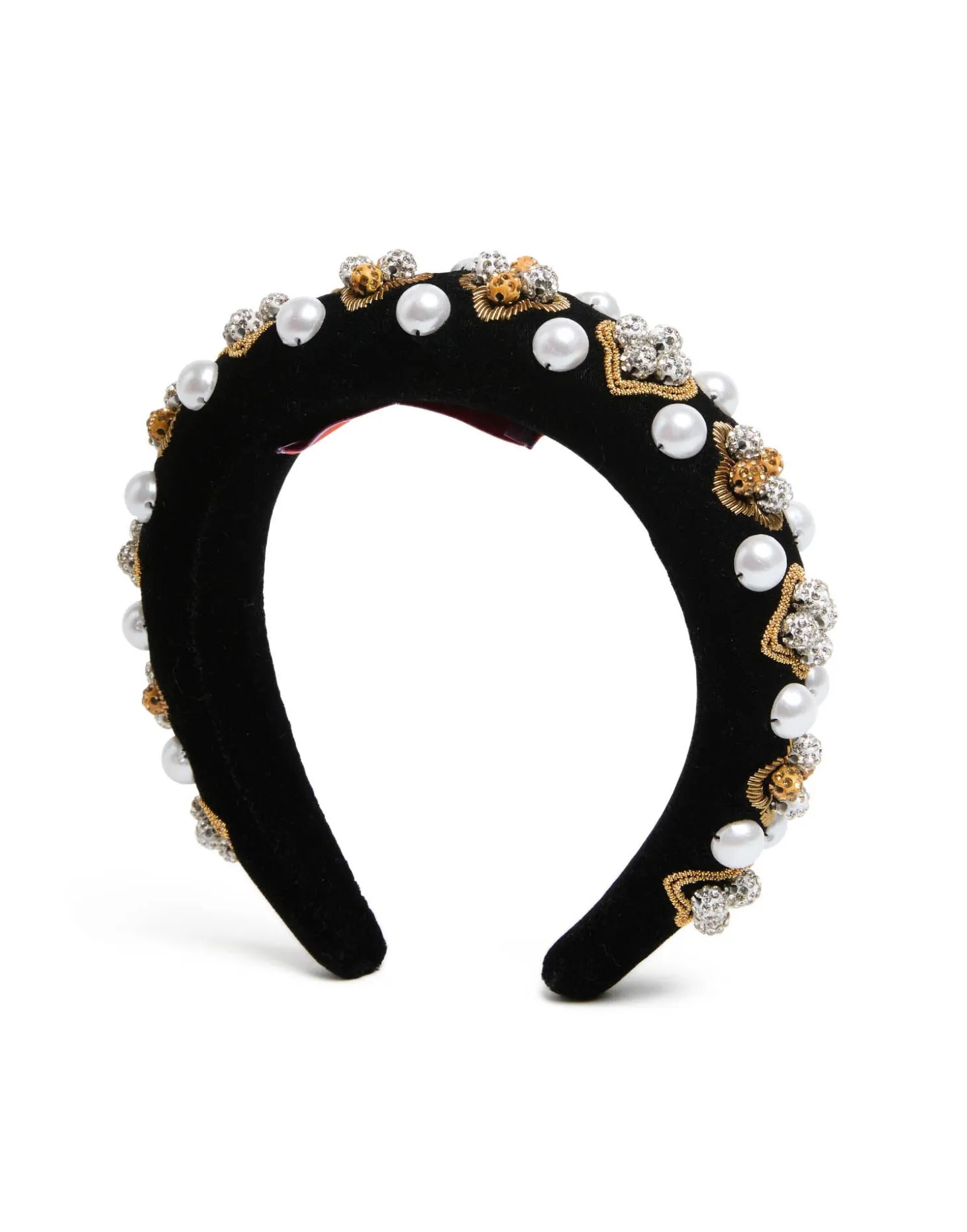 La DoubleJ Medici HeadbandSolid Gold in Velvet Embroidered