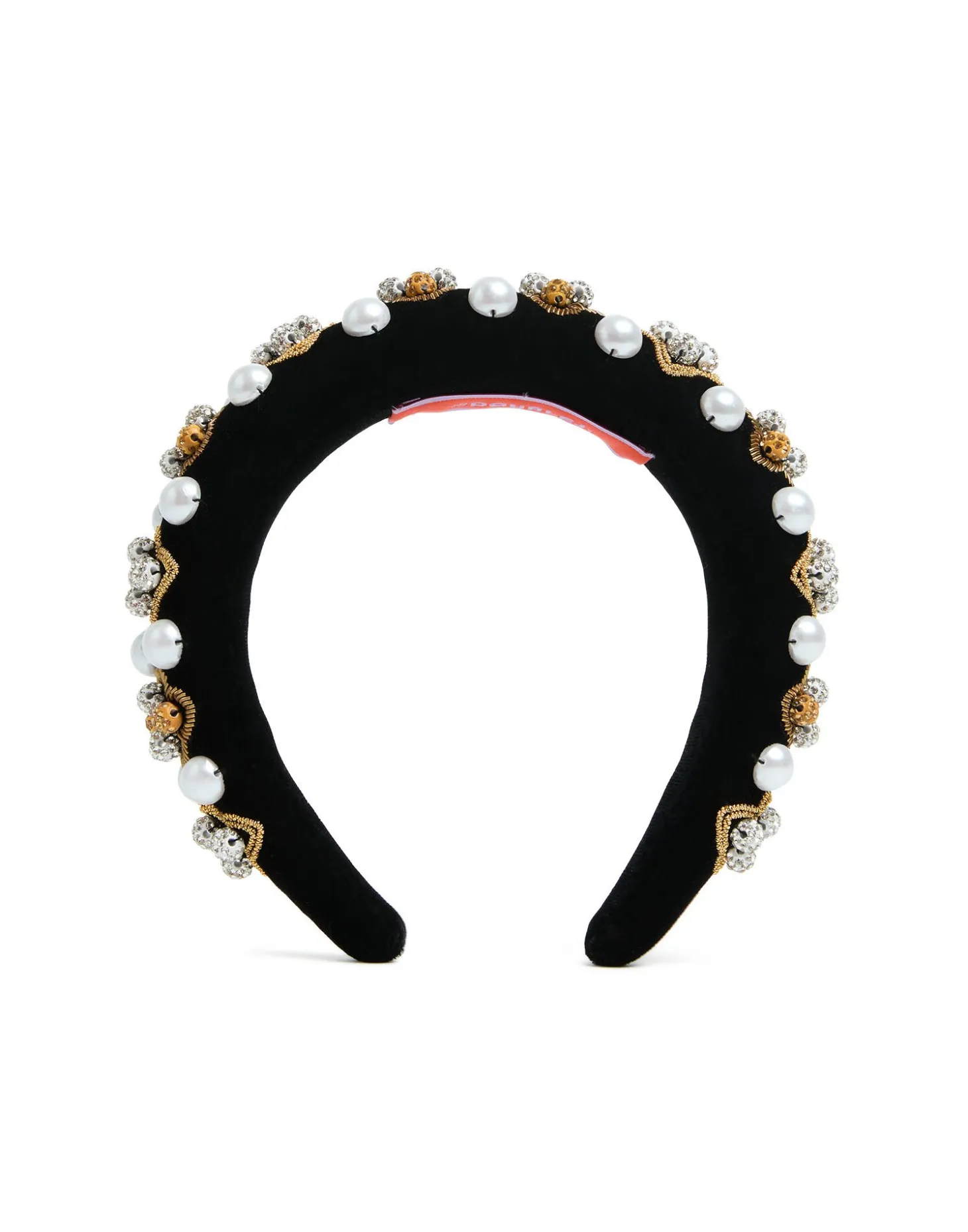 La DoubleJ Medici HeadbandSolid Gold in Velvet Embroidered