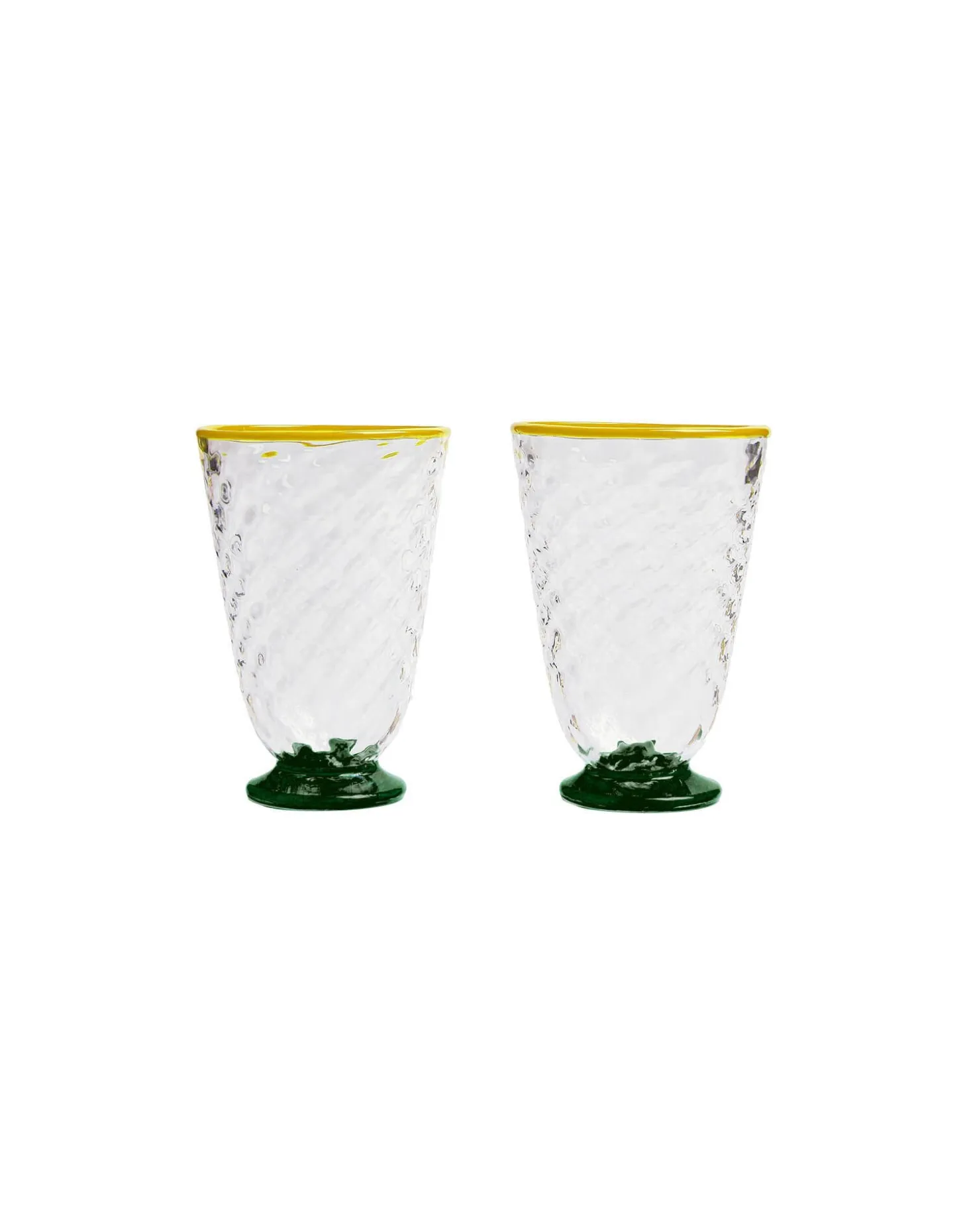 La DoubleJ Quilted Glasses Set Of 2Green in Murano Glass