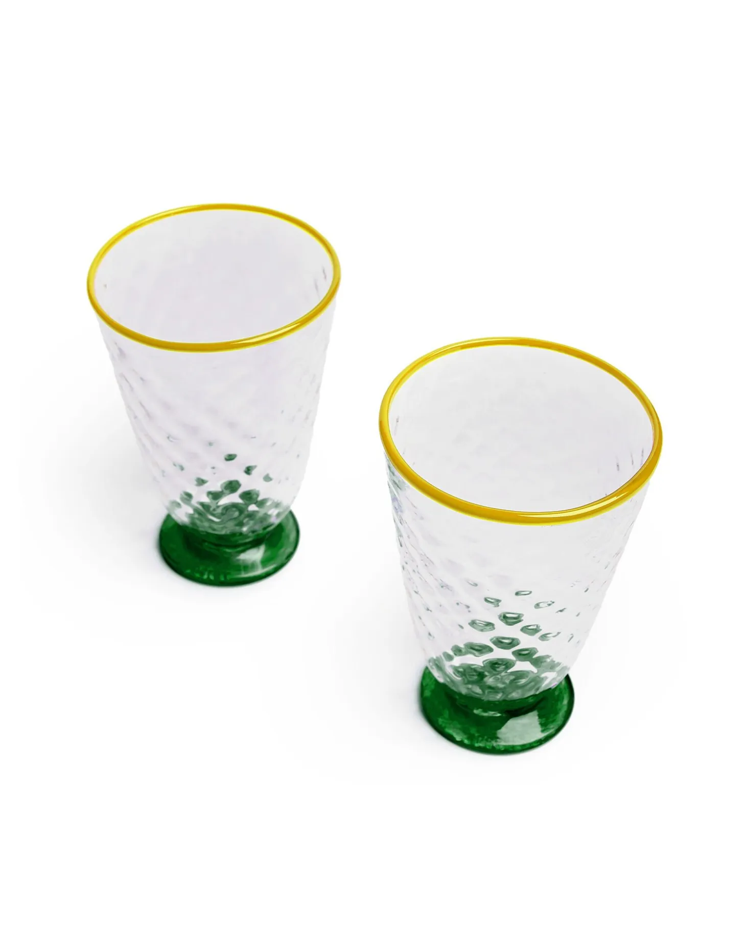 La DoubleJ Quilted Glasses Set Of 2Green in Murano Glass