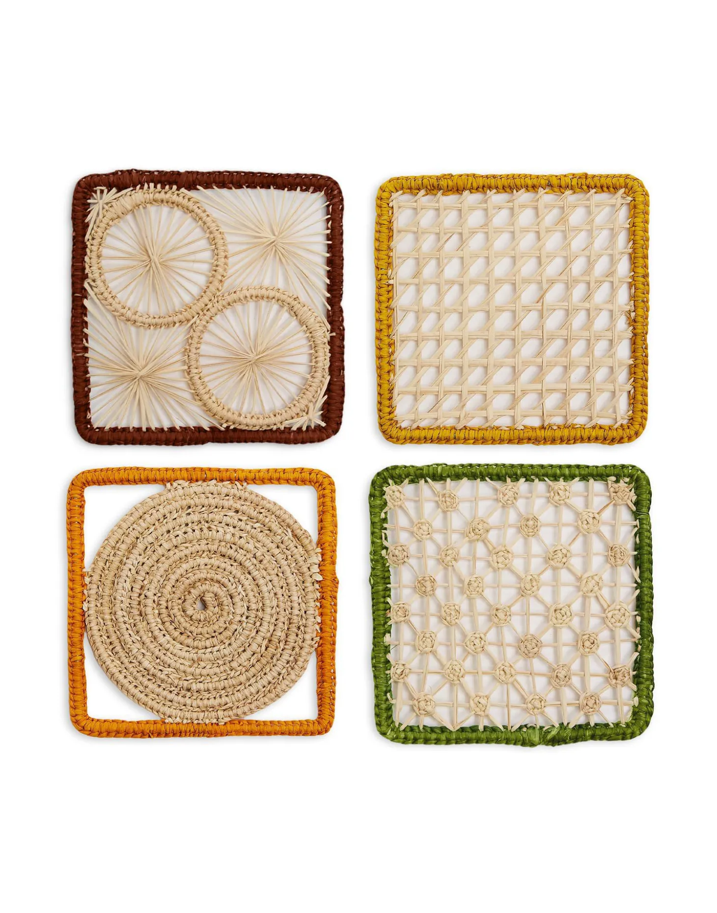 La DoubleJ Raffia Coaster Set Of 4Mixed in Iraca