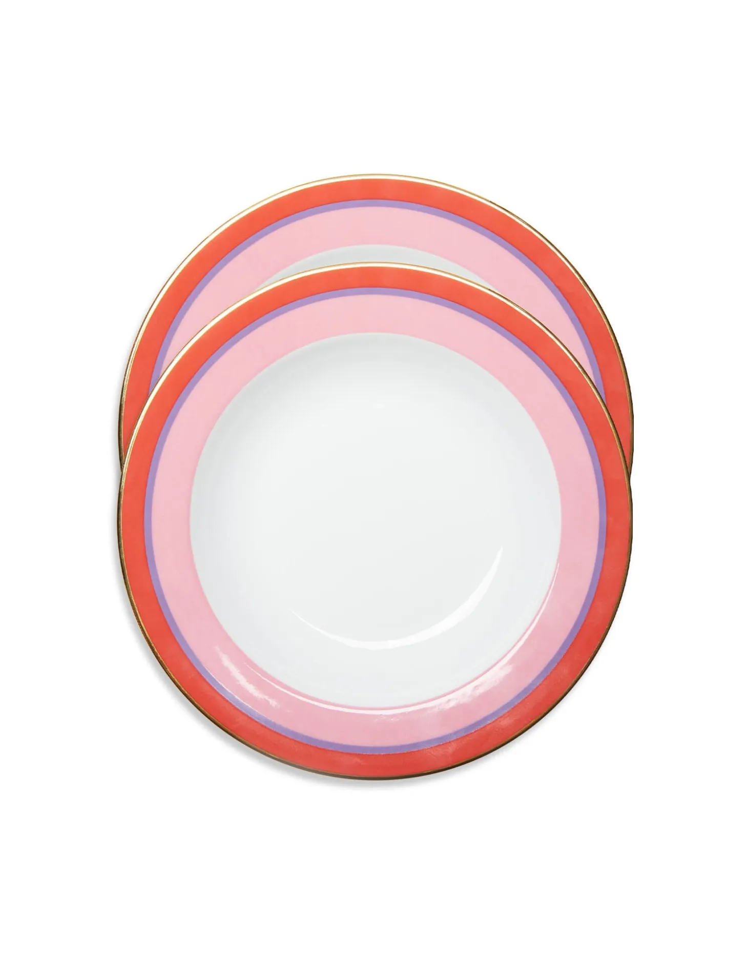 La DoubleJ Soup Plates Set Of 2Rainbow Rose in Porcelain