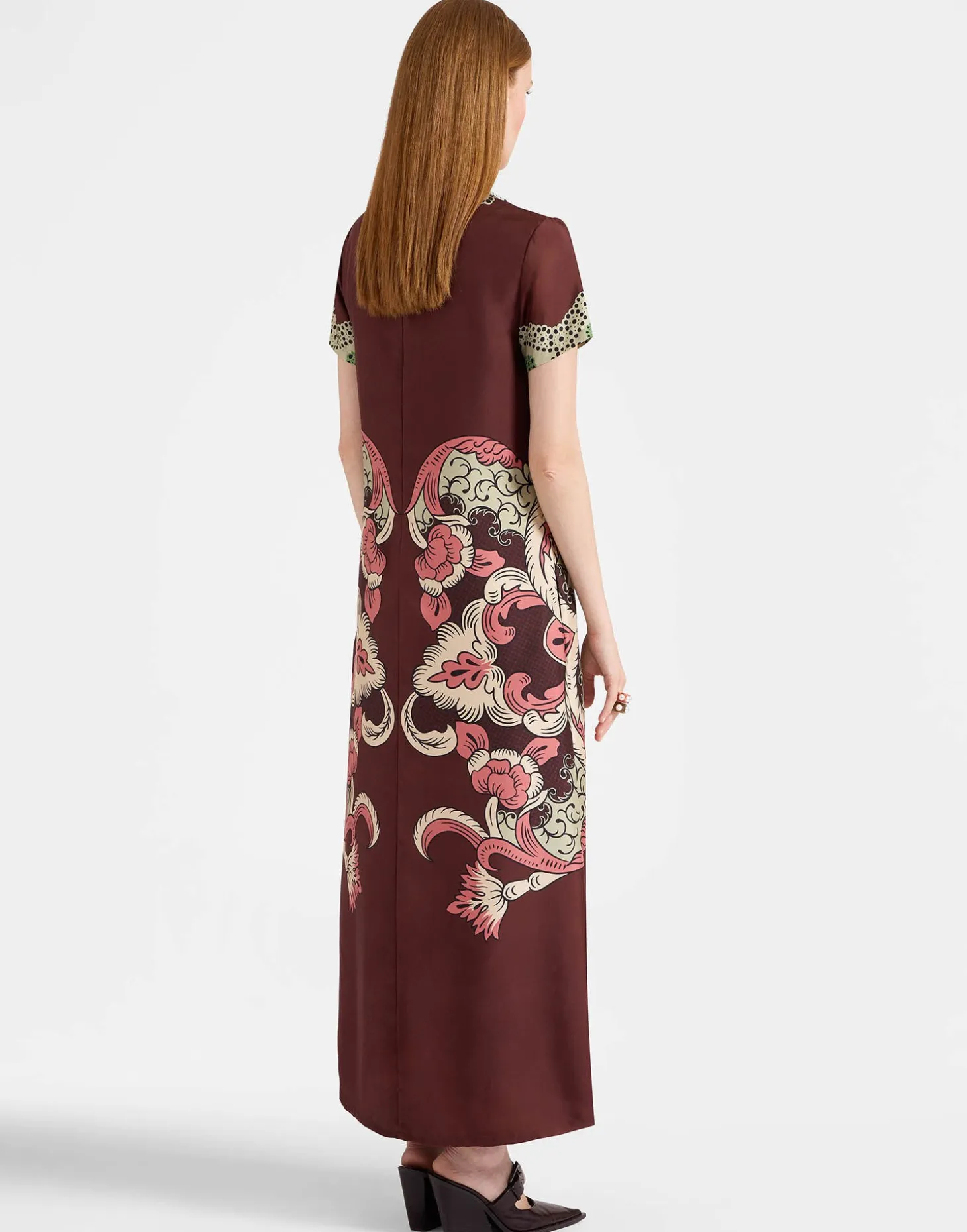 La DoubleJ Swing DressPortal Placée Brown in Silk Twill