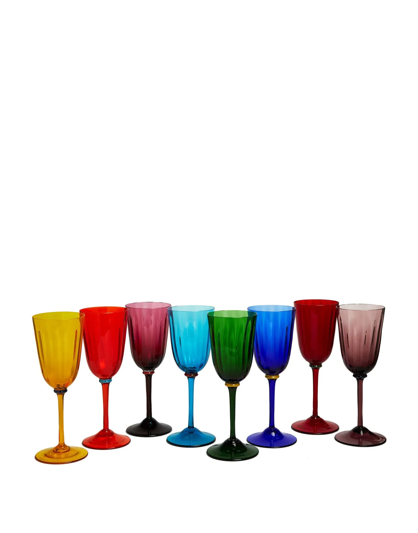 La DoubleJ Wine Rainbow Glasses Set Of 8Rainbow in Murano Glass